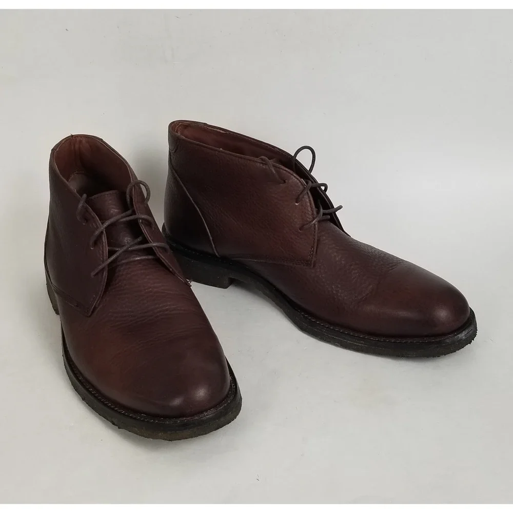 Johnston & Murphy Boots Chukka Ankle Mens 9.5M Copeland Brown Sheepskin Leather